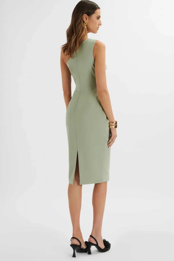 Outlet Lavish Alice Pandora Asymmetric Oversized Statement Bow Midi Dress In Sage Green