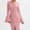 Best Sale Lavish Alice **Pre-Order** Salma Fluted Sleeve Longline Fishtail Midi Dress In Pink