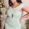 Hot Lavish Alice Raelynn Curve Off Shoulder Wrap Ponte Dress In Sage