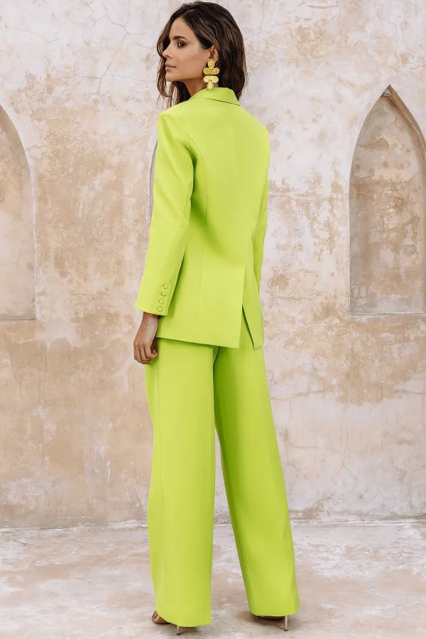 Outlet Lavish Alice Raven Tailored Straight Leg Trousers In Chartreuse