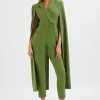 Best Sale Lavish Alice Rayna Cape Style Tailored Jumpsuit In Green