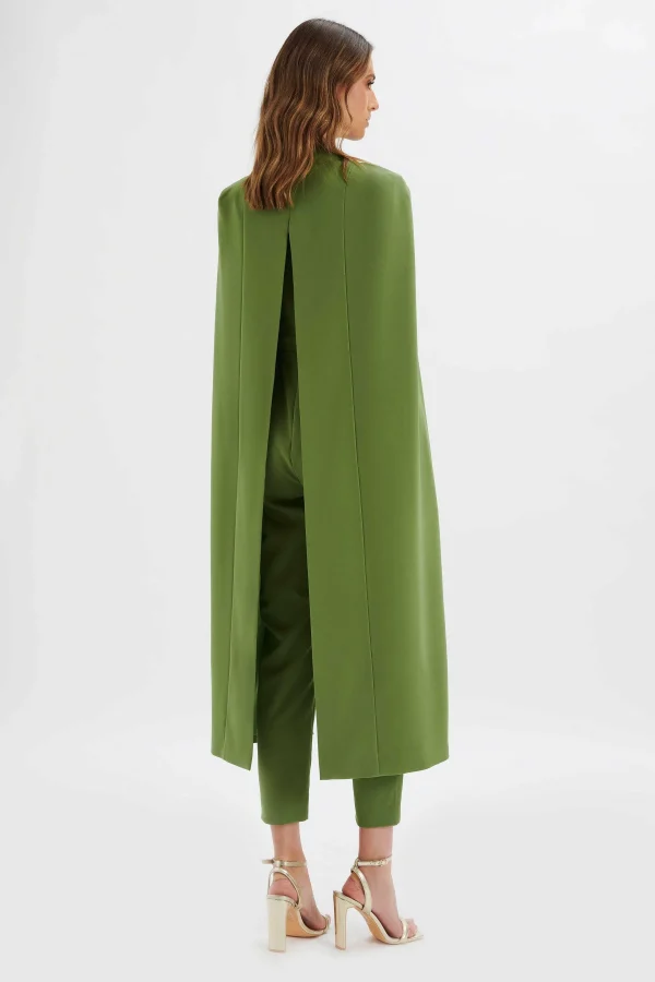 Best Sale Lavish Alice Rayna Cape Style Tailored Jumpsuit In Green