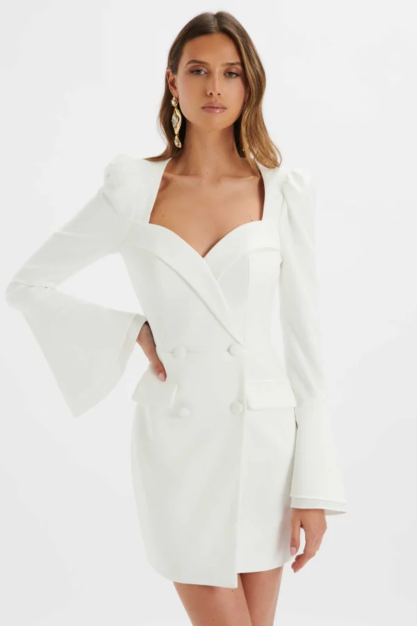 Best Sale Lavish Alice Rebeccah Flared Sleeve Blazer Mini Dress In White