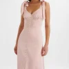 Shop Lavish Alice Reve Satin Tie Shoulder Maxi Dress In Pink