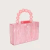 Outlet Lavish Alice Reya Bead Handle Marbled Box Clutch Bag In Pink