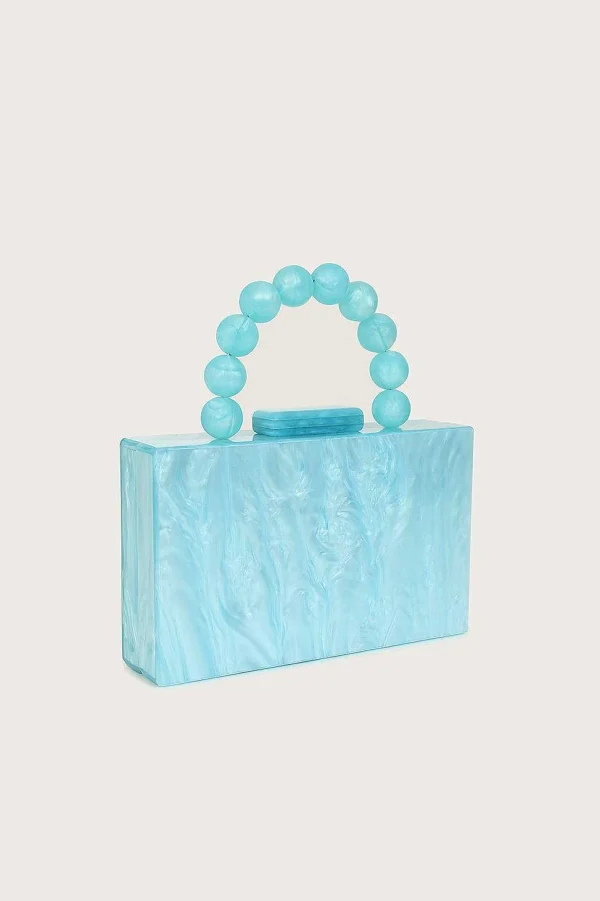 Online Lavish Alice Reya Bead Handle Marbled Box Clutch Bag In Blue