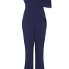 Shop Lavish Alice Rylie One Shoulder Pleat Detail Jumpsuit In Navy