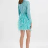 New Lavish Alice Selene Embellished Feather Mini Dress In Blue