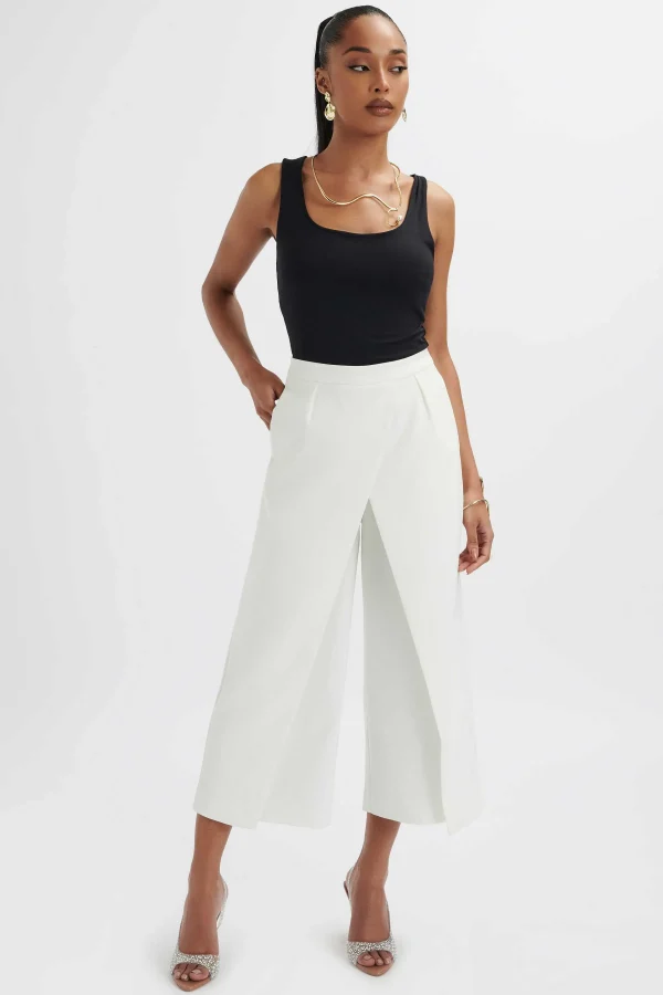 Discount Lavish Alice Siya Wrap Culotte Trousers In White