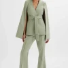 Best Lavish Alice Skye Belted Cape Blazer Jacket In Sage Green