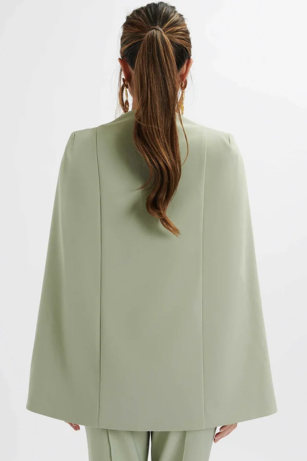 Best Lavish Alice Skye Belted Cape Blazer Jacket In Sage Green