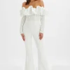 Cheap Lavish Alice Tallulah 3D Embroidered Satin Puff Jumpsuit In White