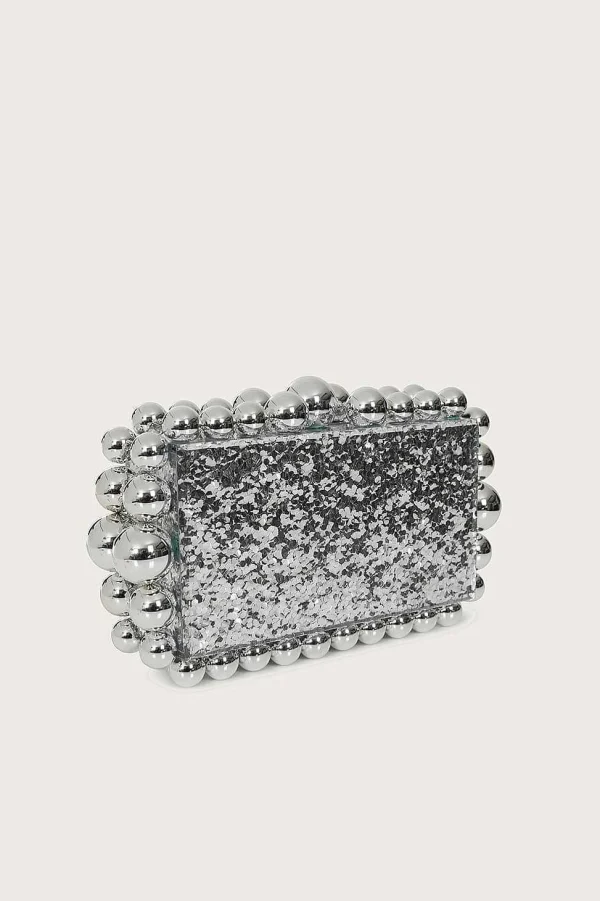 Sale Lavish Alice Tia Marbled Faux Pearl Box Clutch Bag In Silver