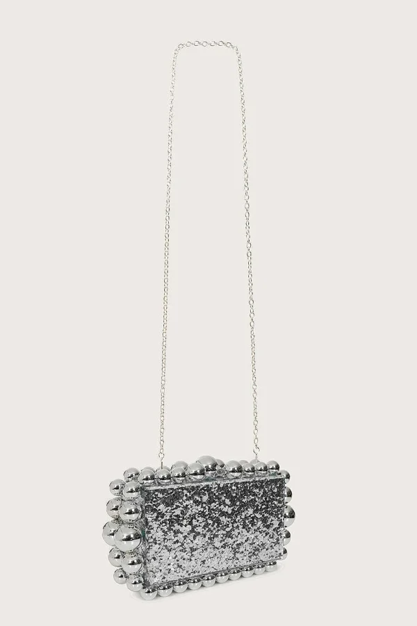 Sale Lavish Alice Tia Marbled Faux Pearl Box Clutch Bag In Silver