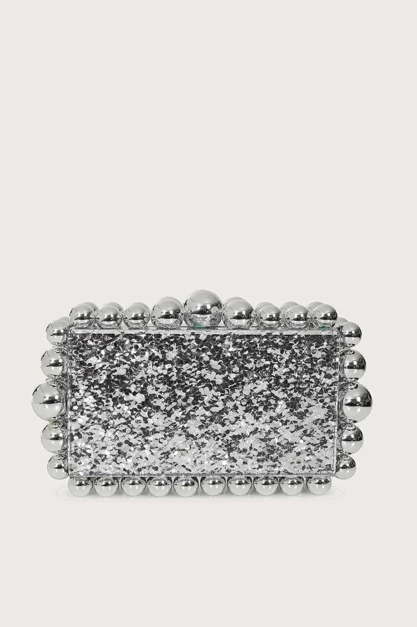Sale Lavish Alice Tia Marbled Faux Pearl Box Clutch Bag In Silver