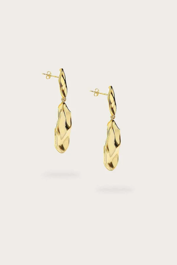 Cheap Lavish Alice Yasmin Hammered Effect Oval Drop Gold Earrings