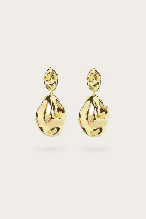 Cheap Lavish Alice Yasmin Hammered Effect Oval Drop Gold Earrings