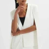 Sale Lavish Alice Zendaya Classic Cape Blazer Jacket In White